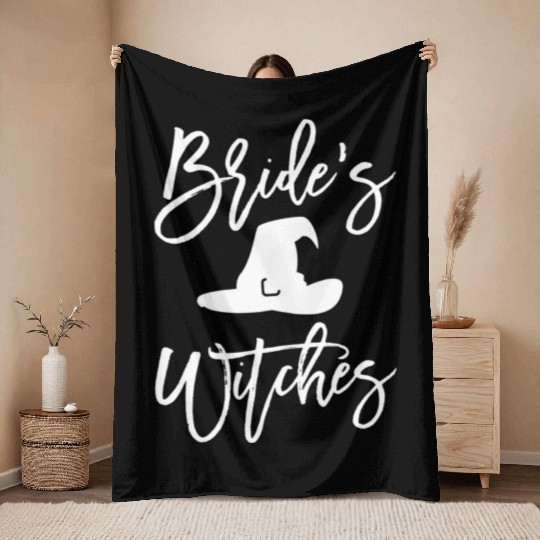 Brides Witches Cute Halloween Bachelorette Party Throw Blankets