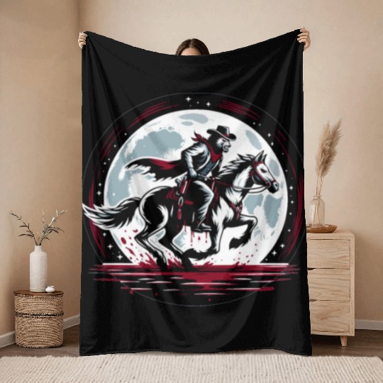 Cowboy Barn Bull Rider Rodeo Country Western Gift Throw Blankets