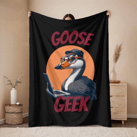 Goose Geek Throw Blankets
