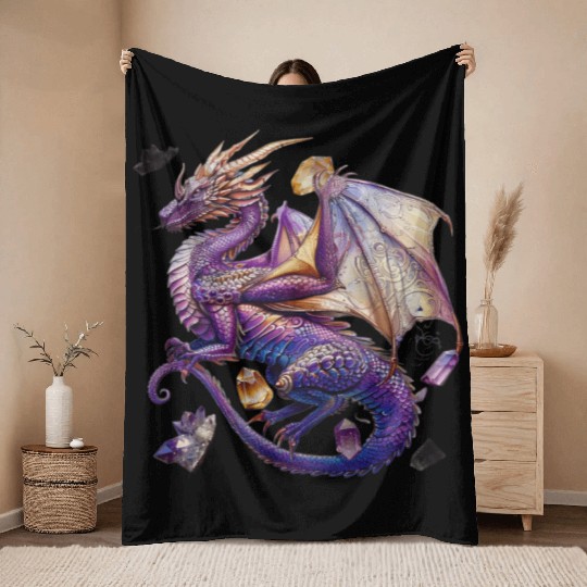 The Jeweled Dragon Throw Blankets