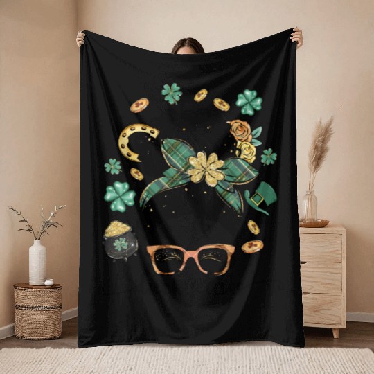 Lucky Lass Pretty Girl Throw Blankets