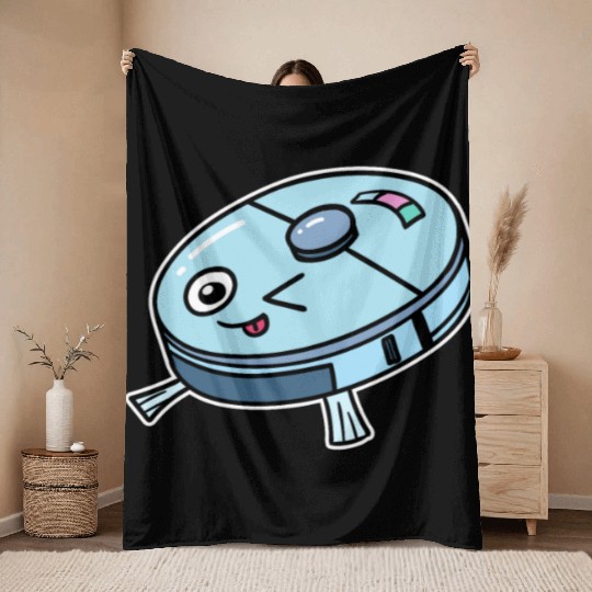 Cute Robot Vacuum Cleaner Throw Blankets
