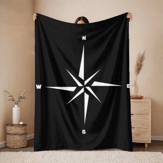 Nautical star. Compass rose, cardinal directions Throw Blankets