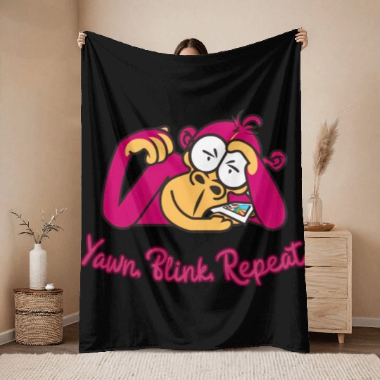Sleepy Monkey's Mantra: Yawn, Blink, Repeat Throw Blankets