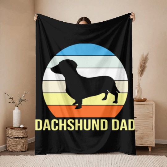 Dachshund Dad Throw Blankets