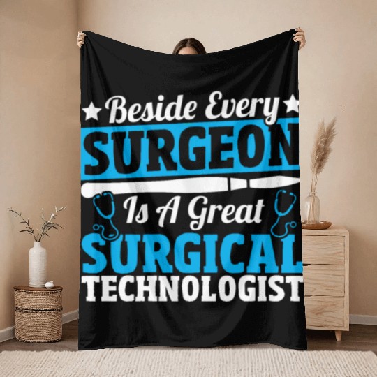Medical Nurse EKG Scrub Surgical Technologist Throw Blankets