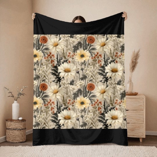 Delicate Wildflowers Pattern Throw Blankets