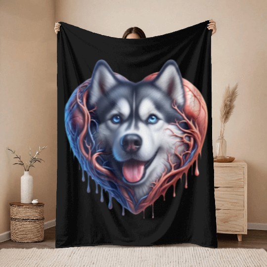 Husky Harmony: Heartwarming Merch Collection Throw Blankets