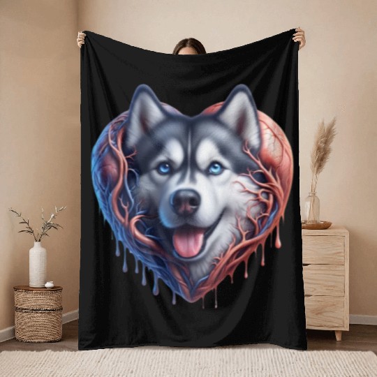 Husky Harmony: Heartwarming Merch Collection Throw Blankets