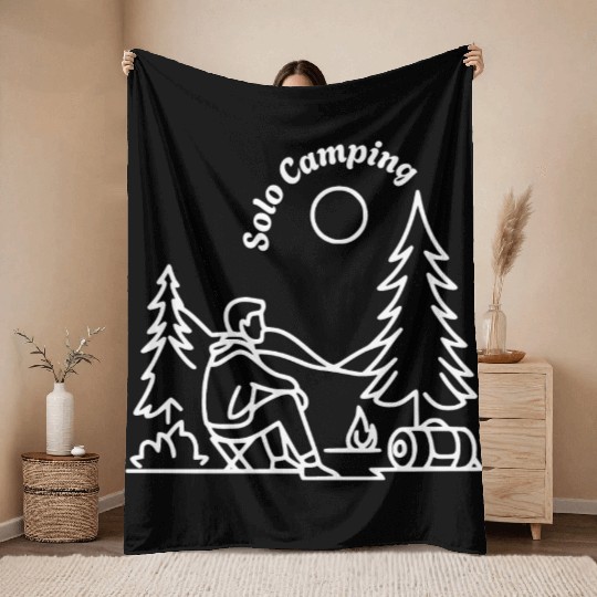 Solo Camper Camping Alone Throw Blankets