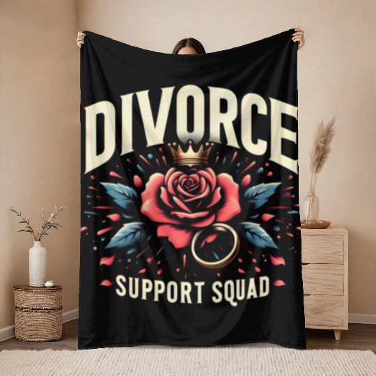 Divorce Support Squad Matching Friends Family Rose Throw Blankets
