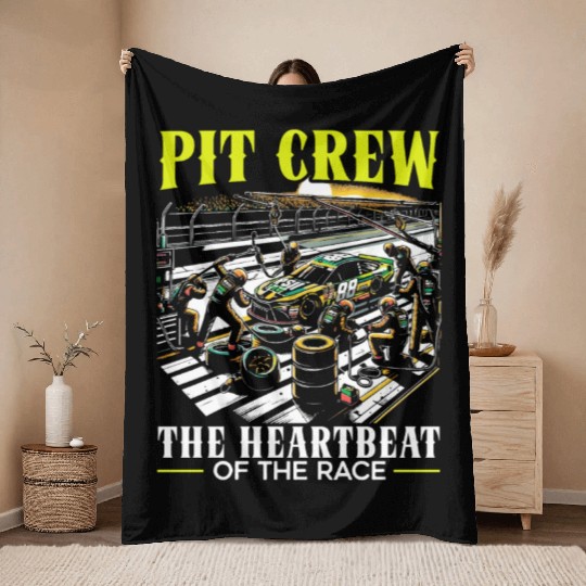 Pit Crew Race Car Racing Race Track Motorsport Throw Blankets