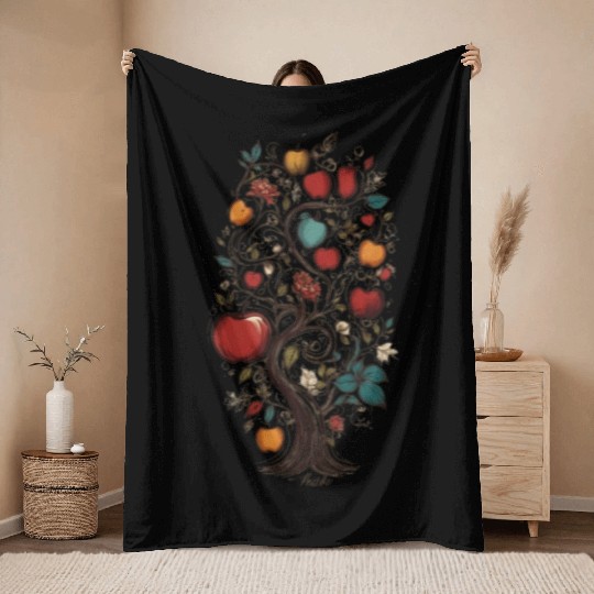Apple tree Throw Blankets
