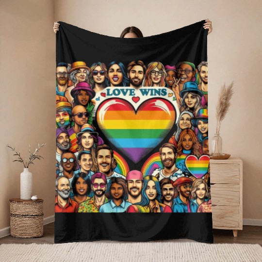 Love Wins LGBT Pride Month Vibrant Design Throw Blankets