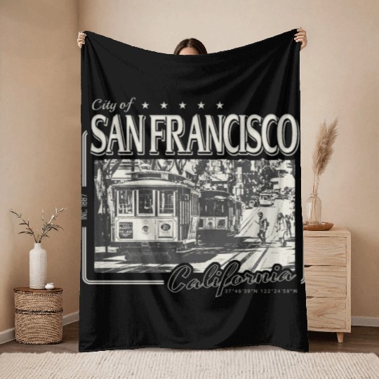 SAN FRANCISCO CALIFORNIA POWELL STREET Throw Blankets