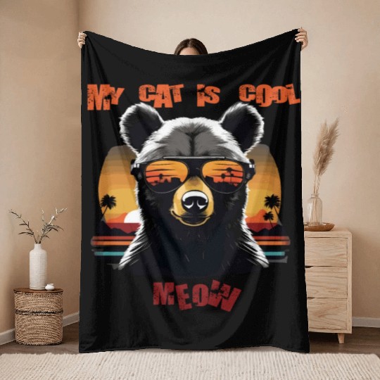 my cat is a bear design Throw Blankets