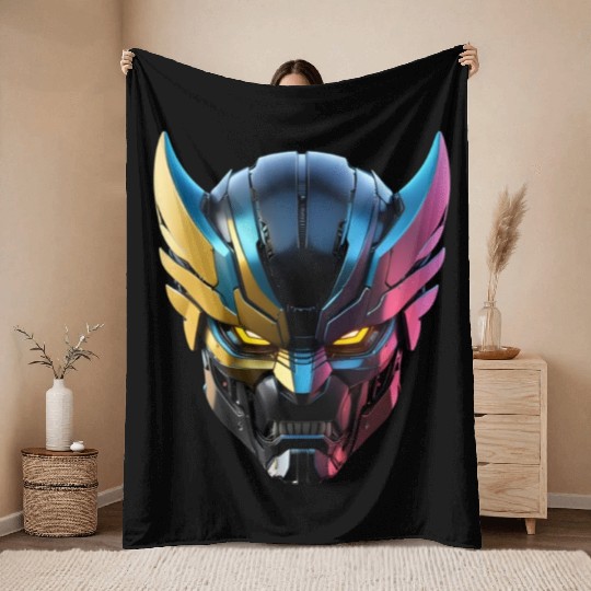 Robot Wolverines Throw Blankets