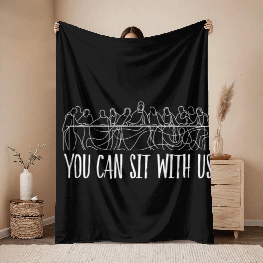 You can sit with us Jesus and twelve apostles Throw Blankets