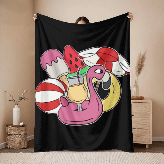 Summer Fun at the Pool or Beach Throw Blankets
