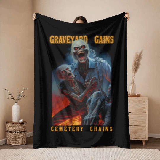 Graveyard Gains Cemetery Chains Throw Blankets