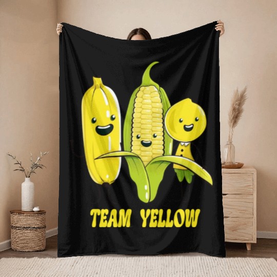 Banana, Corn & Lemon: The Yellow Trio Throw Blankets