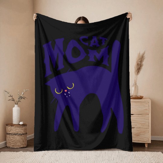 Cat Mom Throw Blankets