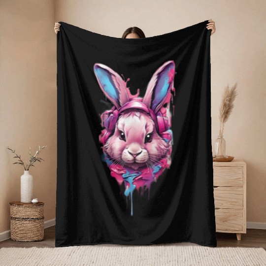 Sticky Rabbit Graffiti Tees Throw Blankets