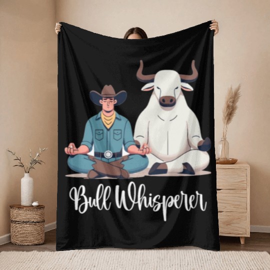 Rodeo Bull Riding Livestock Show Farmer Cattle Throw Blankets