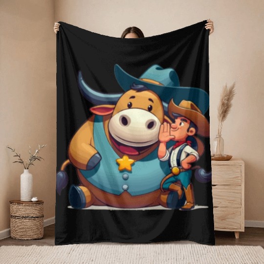Rodeo Bull Riding Livestock Show Farmer Cattle Throw Blankets