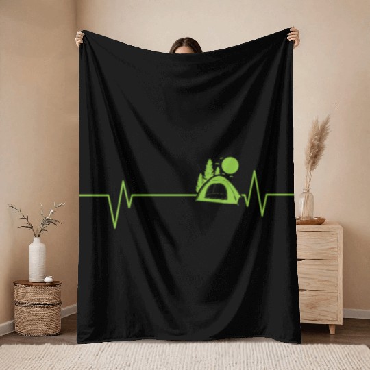 Heartbeat Line my Heart beats for Camping Throw Blankets