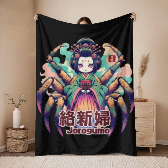 Jorogumo: Japanese Spider Devil Throw Blankets