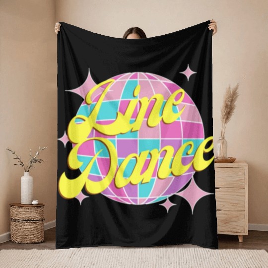 Line dance disco ball in fun neon party colors Throw Blankets