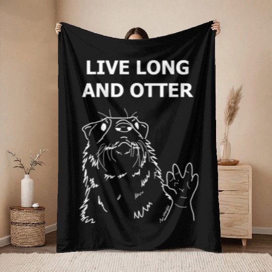 Long Live and Otter - White Throw Blankets