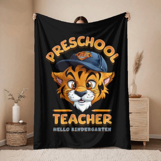 Preschool Teacher Hello Kindergarten Throw Blankets