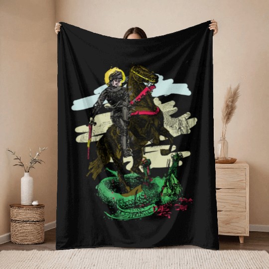 St. George and the Dragon Throw Blankets