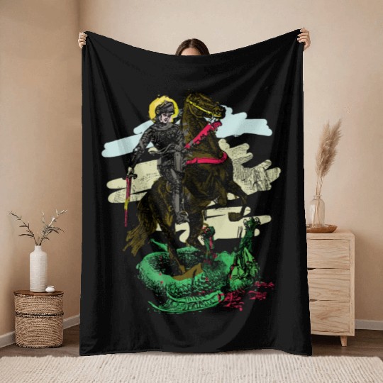 St. George and the Dragon Throw Blankets