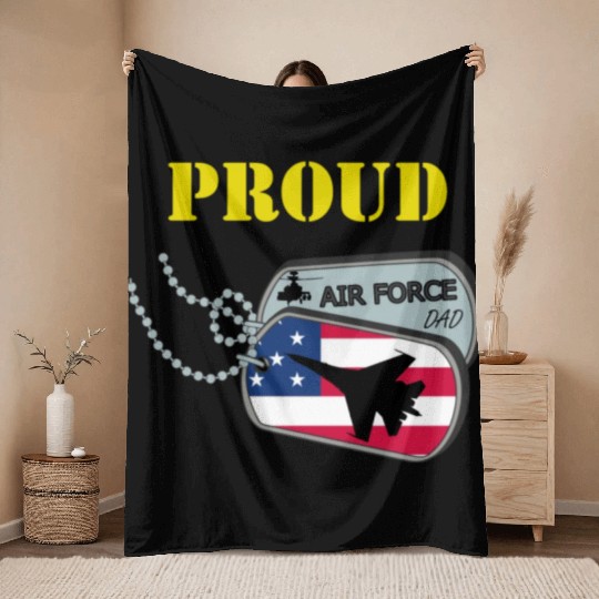 Proud Air Force Dad Throw Blankets