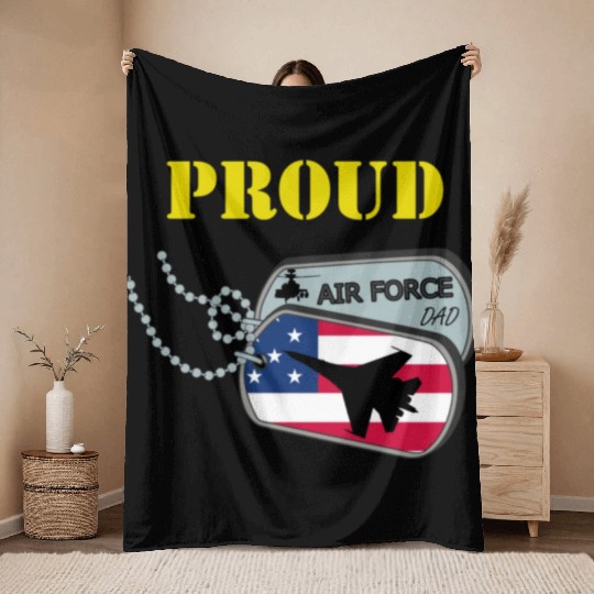 Proud Air Force Dad Throw Blankets