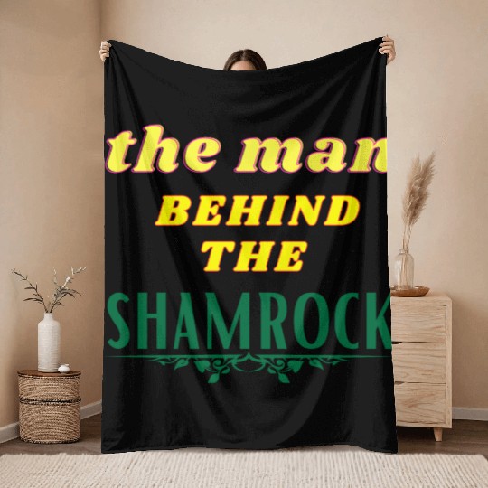 Man Behind The Shamrock Throw Blankets St Patricks Day.