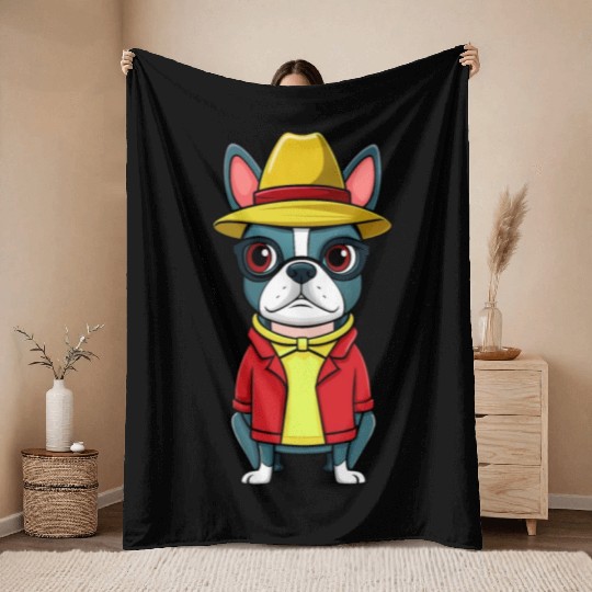 Boston Terrier Mom Stickerscar Smooshfaceunited Throw Blankets