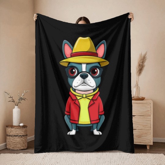 Boston Terrier Mom Stickerscar Smooshfaceunited Throw Blankets