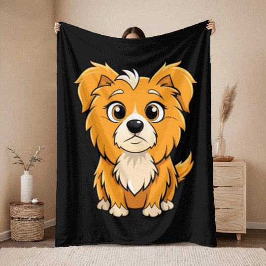 Curious Tibetan Spaniel Digital Art Throw Blankets