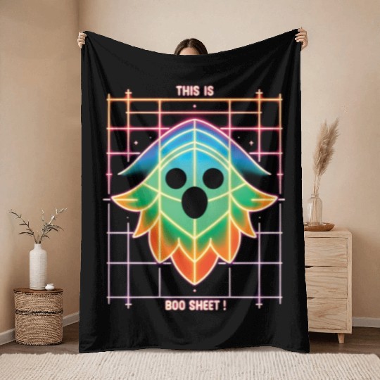 THIS IS BOO SHEET!, neon colors Throw Blankets