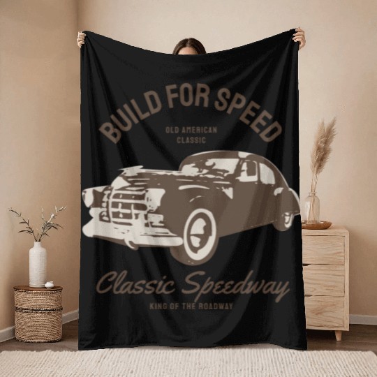 Build for speed, classic speedway Throw Blankets