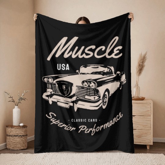 Muscle car superior performance Throw Blankets