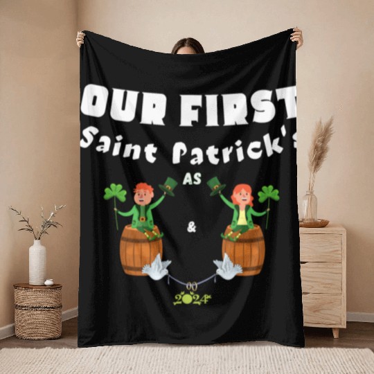 Husband Wife ,Our First St Patrick's Day As Mr&Mrs Throw Blankets