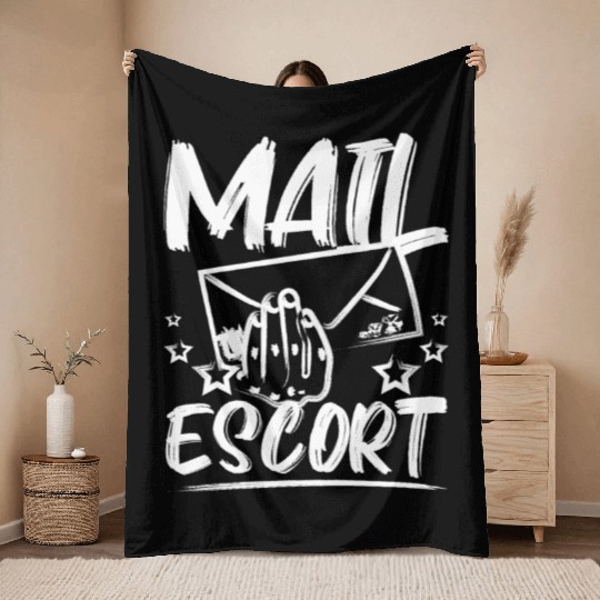 Funny Mail lady Mail escort Throw Blankets