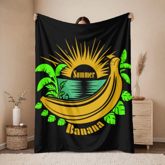 Banana Summer Vector Throw Blankets Design