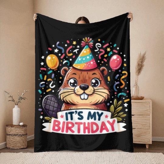 Its My Birthday Sweet Birthday Beaver Throw Blankets