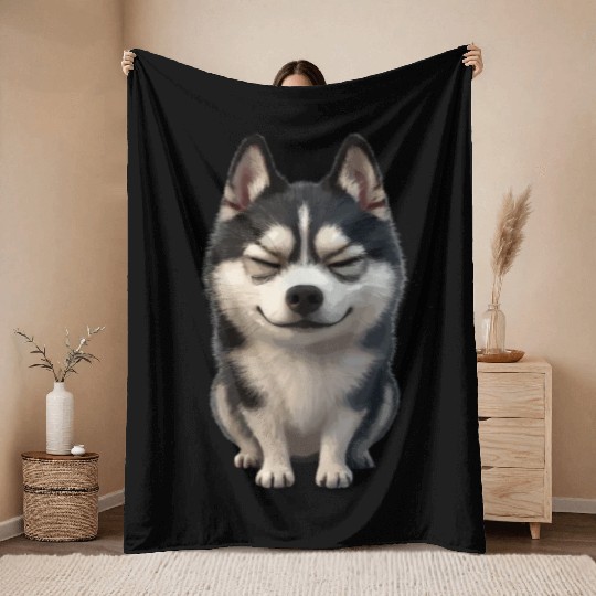 Leave Husky Zen Meditation Relaxation Motiv Throw Blankets